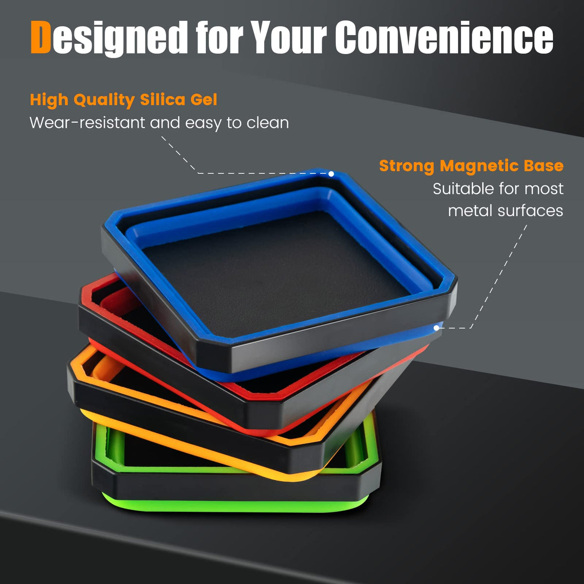 4 Pack Magnetic Foldable Parts Tray Set, Collapsible Bowl Set for Screws