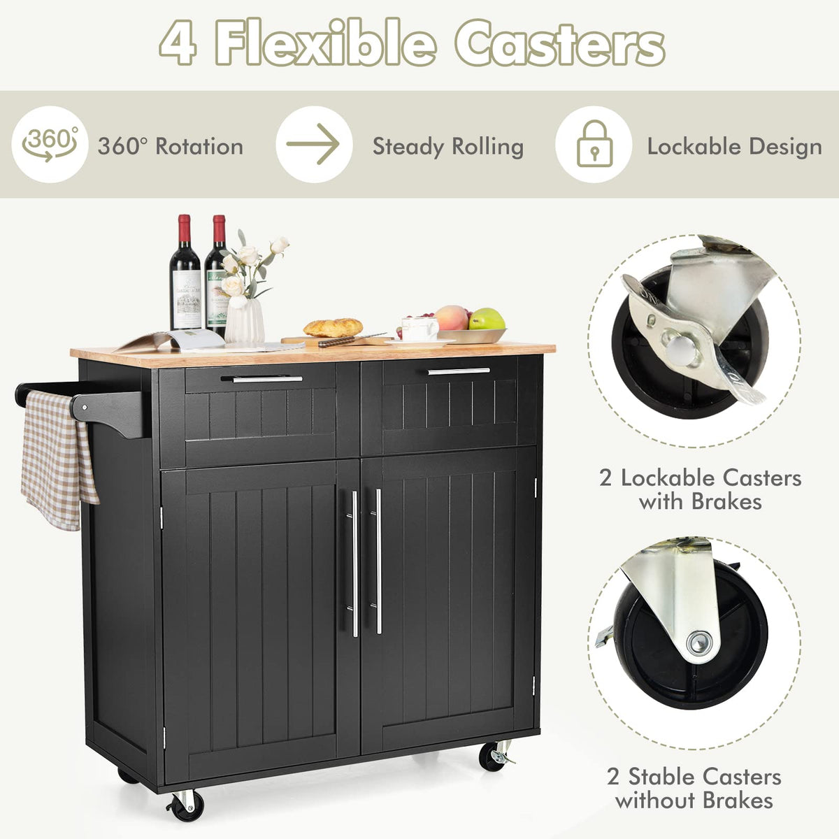 Giantex Kitchen Island Cart with Side Towel Bar