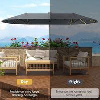 3.9 m Large Patio Umbrella w/LED Solar Lights