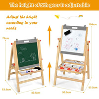 3-In-1 Foldable Kids Easel with Adjustable Height and Chalks Pens