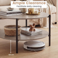 Giantex Round 2-Tier Industrial Coffee Table with Open Storage Shelf