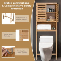 Bamboo Over The Toilet Storage Cabinet Bathroom Spacesaver w/Adjustable Shelf