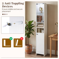 Tall Bathroom Cabinet with Lights & Press-to-Open Door