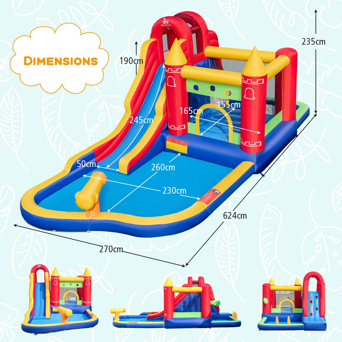 Inflatable Water Slide, Outdoor Water Park Bouncy House with Ring-tossing, Boxing (without Blower)