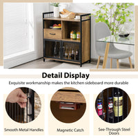 Giantex Industrial Sideboard Cabinet w/ Drawer & Doors, Freestanding Storage Cabinet, Rustic Brown