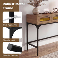 Console Table with LED Lights and Charging Station for Living Room and Hallway