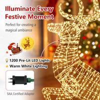 Lighted Mid-Leap Christmas Reindeer with 1200 Warm White LED Lights for Yard Lawn