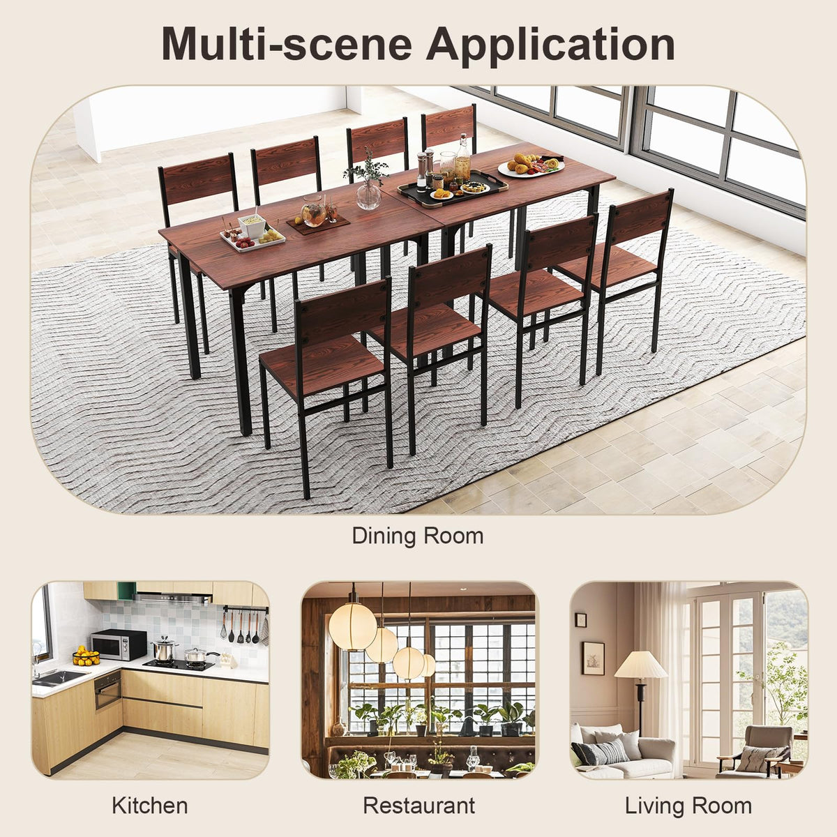 Dining Table Set for 4, Modern 5-Piece Kitchen Table & Chairs Set