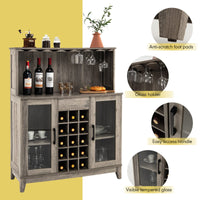 Giantex Freestanding Kitchen Buffet Cabinet, Wood 2-Door Sideboard w/Detachable Wine Rack & Glass Holder