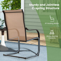 C-Spring Motion Patio Dining Chairs Set of 2, High Back Patio Chairs with Breathable Fabric and Sturdy Metal Frame