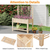 Raised Garden Bed with Trellis, Wooden Elevated Planter Box with Legs