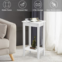 Giantex End Table, Versatile 2-Tier Tall Side Table with 4 Solid Wood Legs, Rectangle Narrow Compact Storage End Table