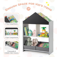 Playhouse Kids Bookshelf with Writable Chalkboard and Whiteboard
