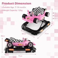 Foldable Baby Walker with 3 Adjustable Height Settings for 7-14 Months Boys Girls