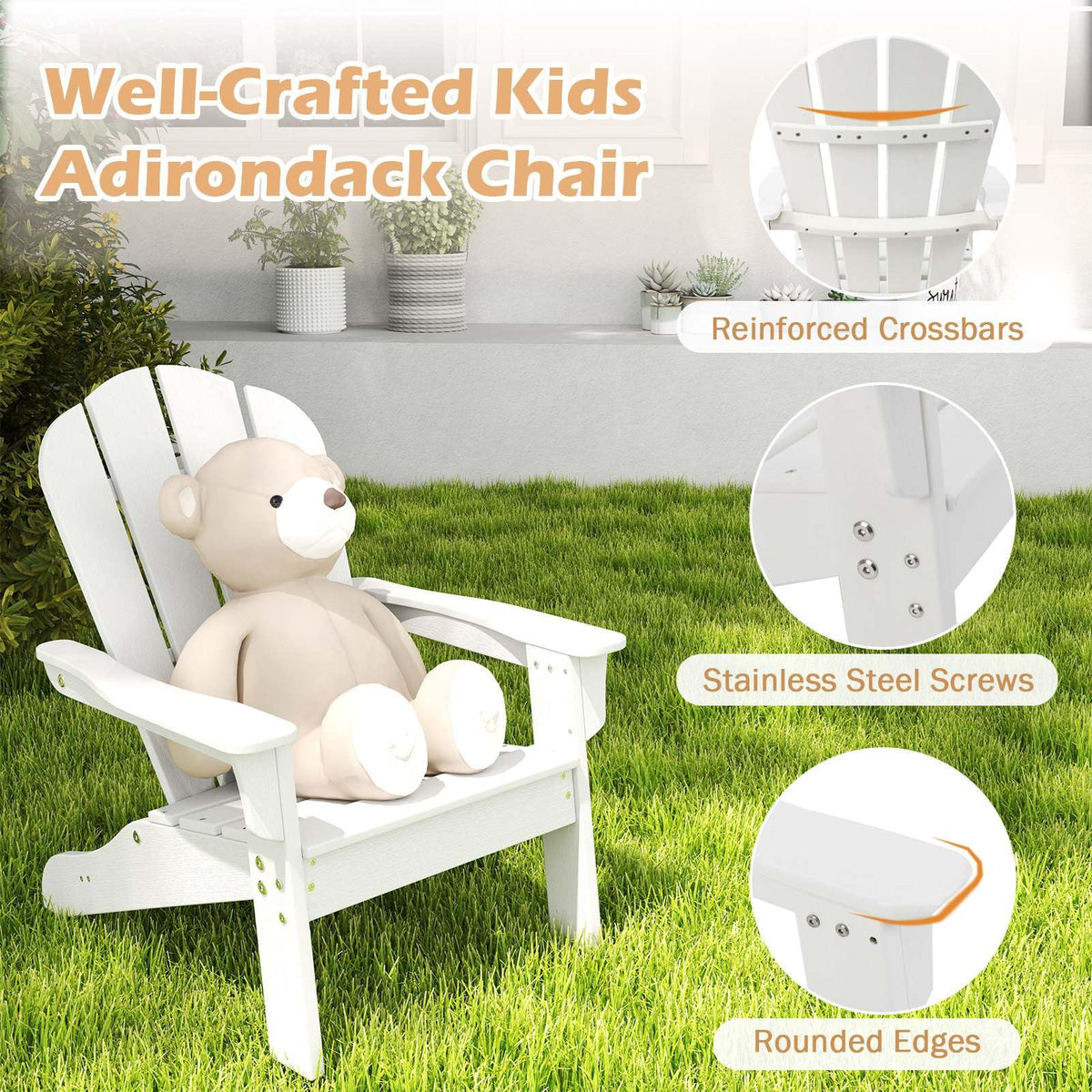 All-Weather HDPE Toddler Lawn Chair with Ergonomic Design
