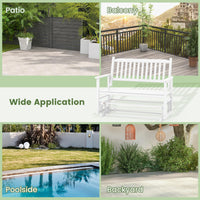 Patio Glider Loveseat Chair Swing Rocking Bench with Slatted Seat and Curved Backrest