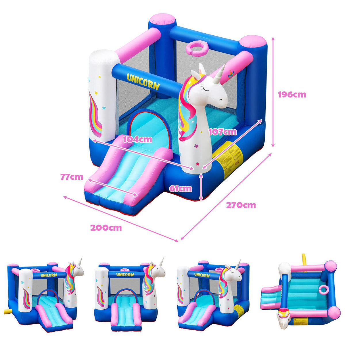 Inflatable Bounce House, 3 in 1 Jumping Castle for Kids Indoor Outdoor Party w/Jumping Area (with Blower)