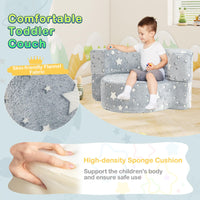 2-in-1 Toddler Chair Glow in the Dark Kids Couch with Removable and Washable Cover