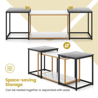 Giantex Nesting Coffee Table Set of 3, 3-Piece End Table with Faux Marble Top