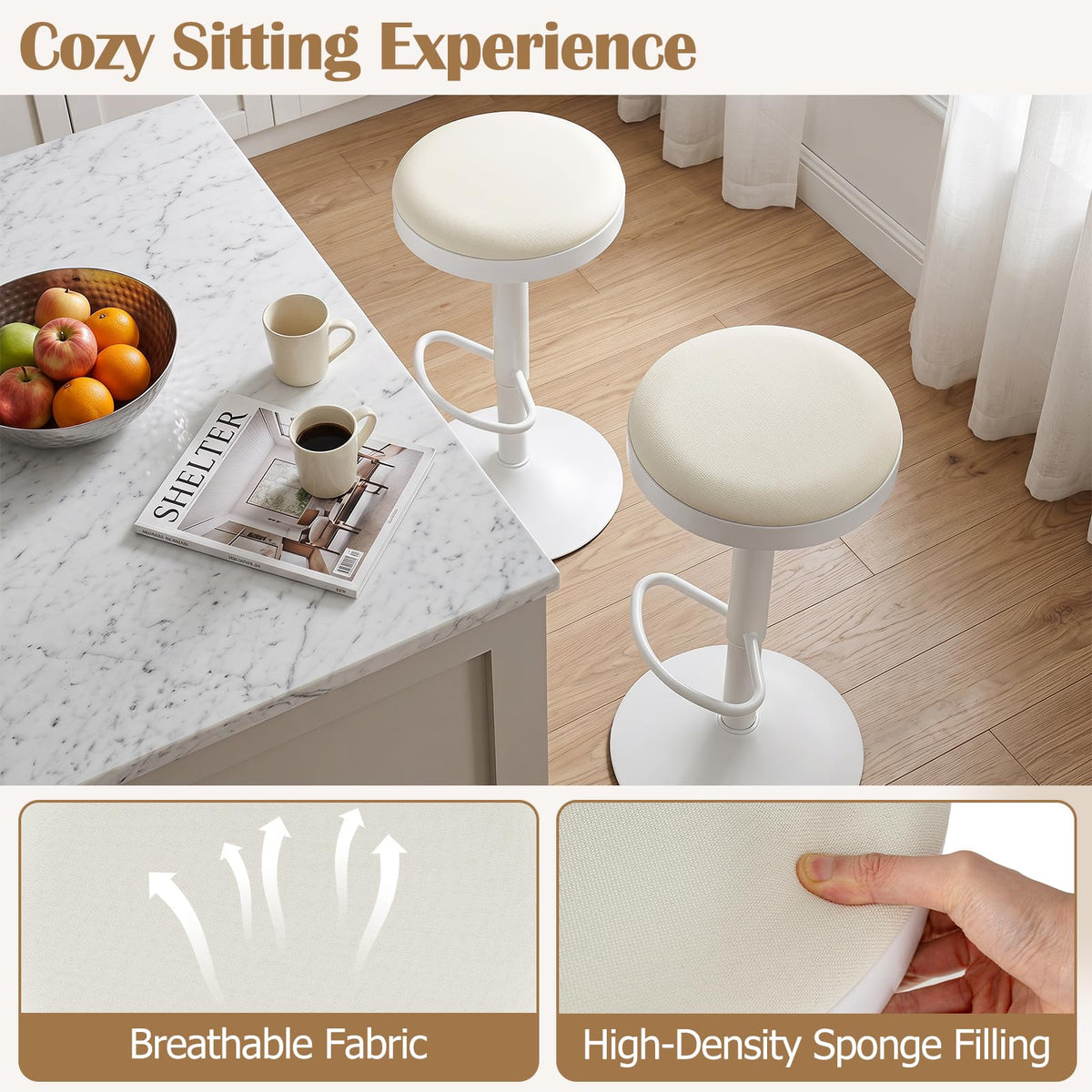 Giantex Bar Stools Set of 2, Kitchen Bar Stools Counter Height Chairs