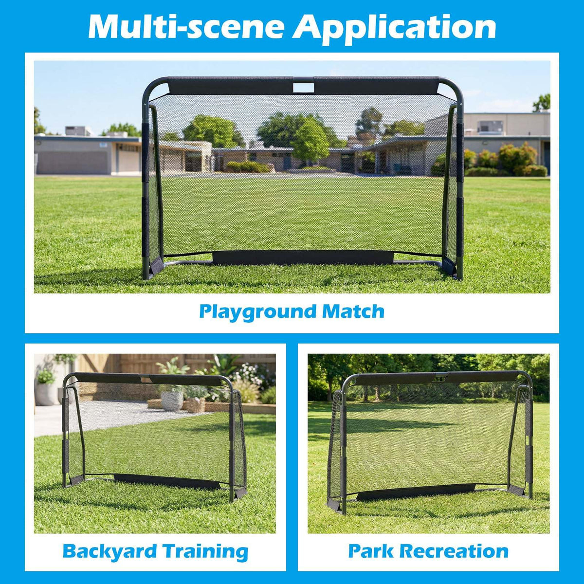 Soccer Goal Set for Backyard 182 cm x 120 cm Metal Frame Goal Post with Net & Anchoring System