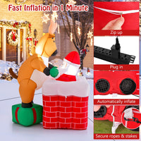 155cm Inflatable Santa Claus Climbing Chimney for Indoor/ Outdoor Party