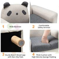 Kids Panda Sofa Toddler Chair w/Solid Wood Frame & Thick Cushion