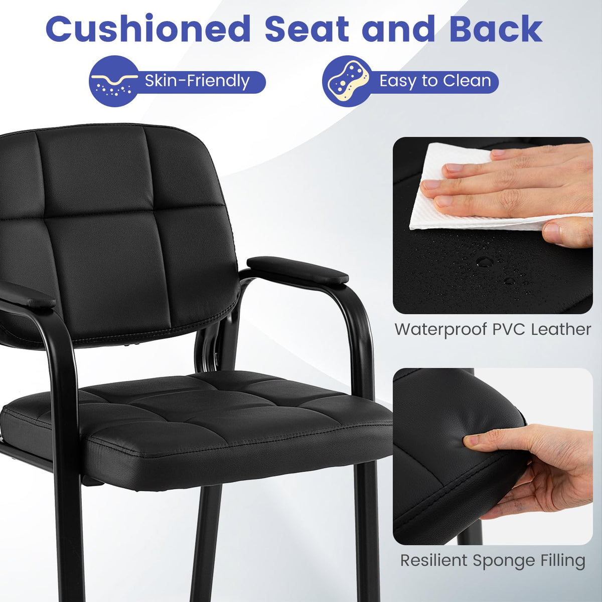 Waiting Room Guest Chairs with Padded Armrests Set of 2/4