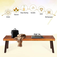 Patio Dining Wood Bench with Rustic Steel Legs