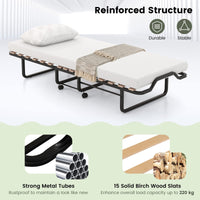 Folding Bed with Mattress, Roll Away Guest Bed for Adult