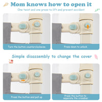 176CM Toddler Bedrail, 72.5-101.5 CM Extra Tall Bed Guardrail w/Anti-Collision Cotton & Side Pocket