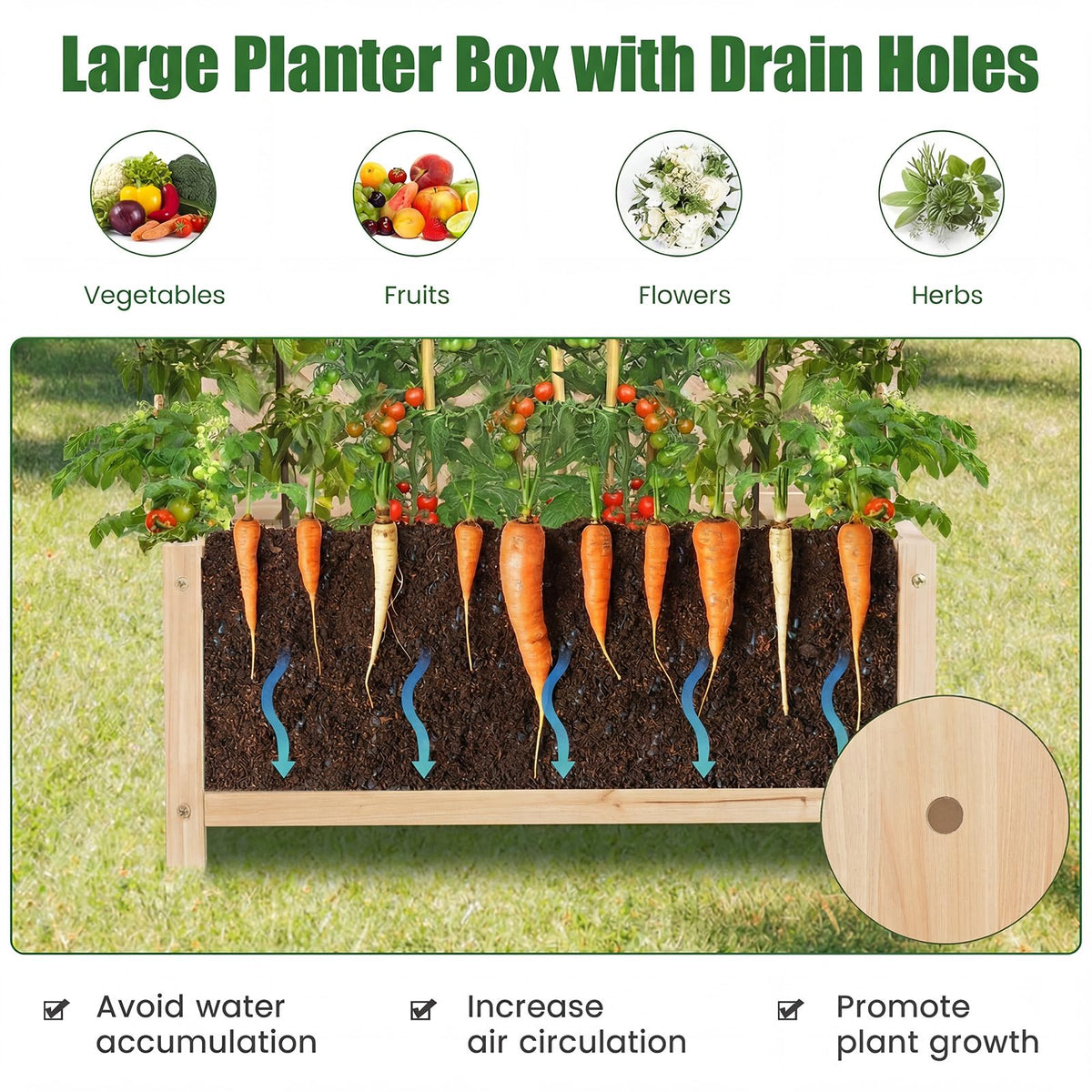 180cm Raised Garden Bed with Diamond Trellis & Drainage Holes for Climbing Plants
