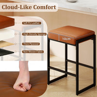 26 Inch Bar Stools Set of 2 with Faux Leather Upholstered Seat for Dining Room