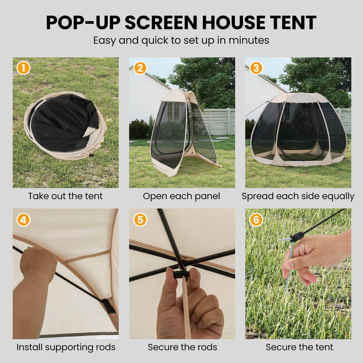 3 X 2.8 M Pop up Mesh Screen House for 4-6 People