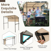 Patio Barbecue Canopy with Serving Shelf and Storage Hooks for Garden