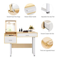 Giantex Vanity Table with Flip Top Mirror, Makeup Table Computer Laptop Desk w/ 2 Drawers