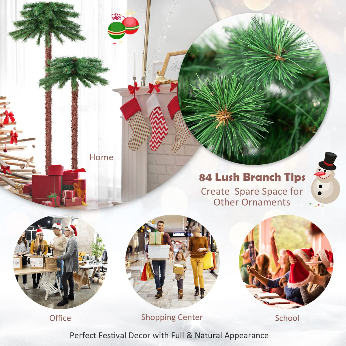 Pre-Lit Artificial Palm Tree with 100 LED Lights for Christmas