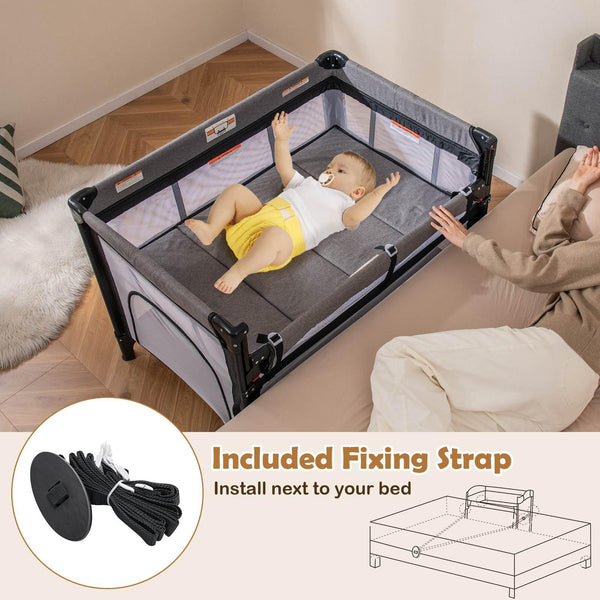 5-in-1 Baby Pack and Play with 4-Level Adjustable Height and Changing Table