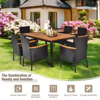 7 Piece Patio Dining Set, Outdoor Rattan Dining Furniture