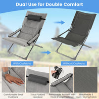 5 Piece Patio Sling Chair Set with Ottoman & Coffee Table for Garden