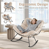 Oversized Papasan Chair with Padded Cushion & Metal Frame