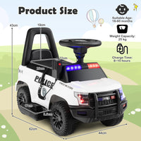 Kids Ride On Police Car, 6V Battery Powered Electric Toy Car w/Real Megaphone, Music