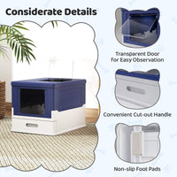 Foldable Cat Litter Box with Lid, Large Fully Enclosed Cat Toilet