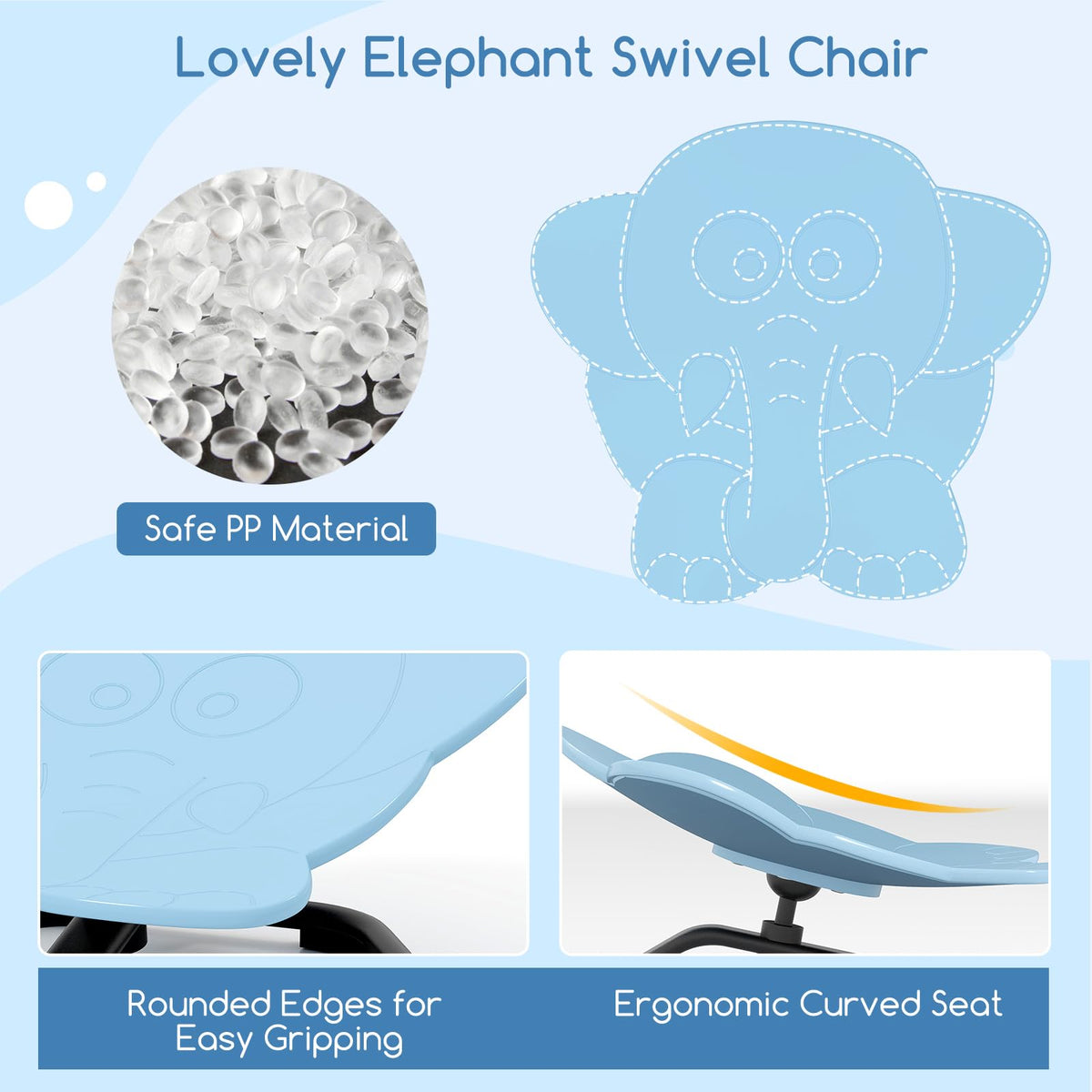 Elephant Sensory Swivel Chair with Non-Slip Metal Base for Autistic Kids