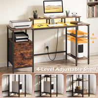 Giantex Reversible Office Desk with Charging Station