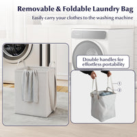 Tilt-Out Laundry Hamper Cabinet Freestanding Bathroom Storage Cabinet with 1/2 Shelf