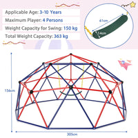 3m Kids Climbing Dome with Swing Outdoor Jungle Gym Climber