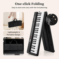 88 Key Foldable Piano Keyboard Portable Full Size Semi Weighted Electric Piano with MIDI Wireless Connection