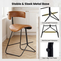 Giantex Modern Counter Height Stools Set of 2, Faux Leather Upholstered Armless Barstools