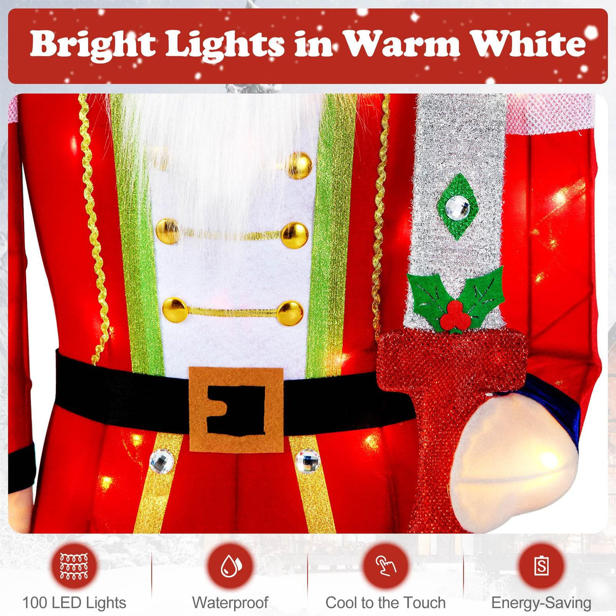 157 CM Lighted Nutcracker Soldier Outdoor Christmas Decoration